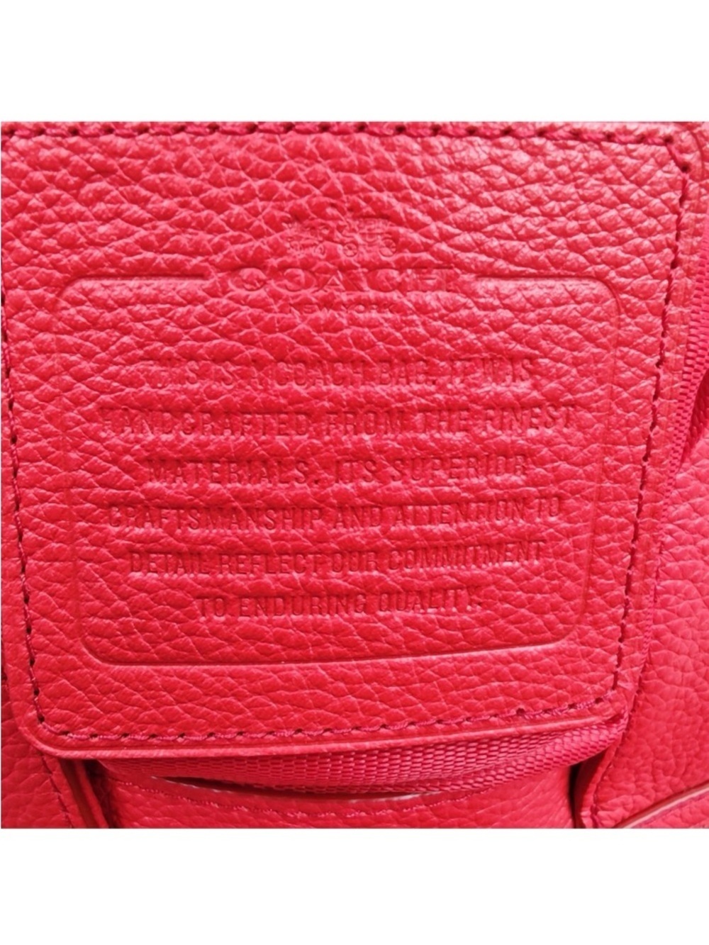 Coach Red Leather Shoulder Bag with Gold Logo - Picture 6 of 15